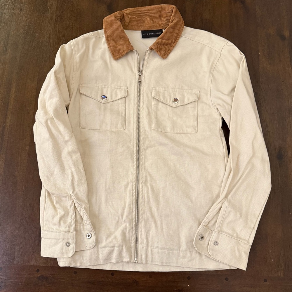 No Boundaries Tan Jacket with Brown Collar
